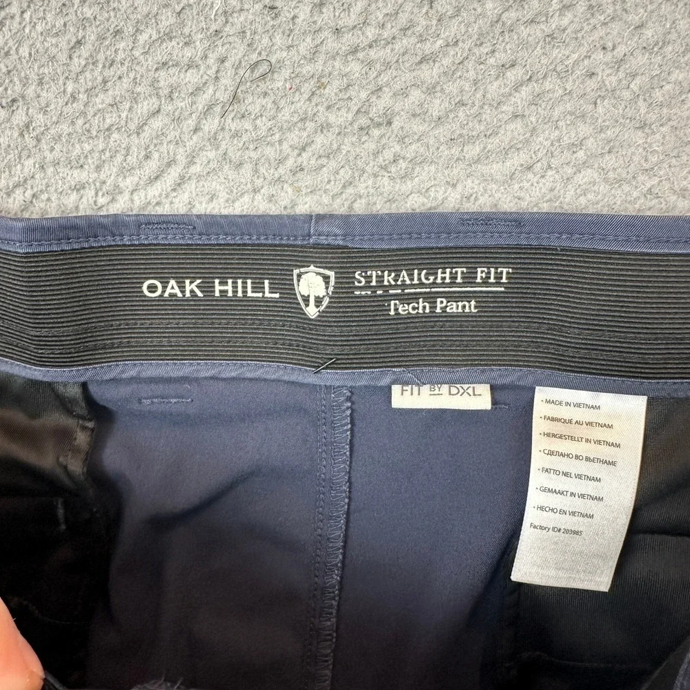 Oak Hill Tech Pant Men 48X28 Straight Fit Navy Blue Stretch Flat Front Chino EUC